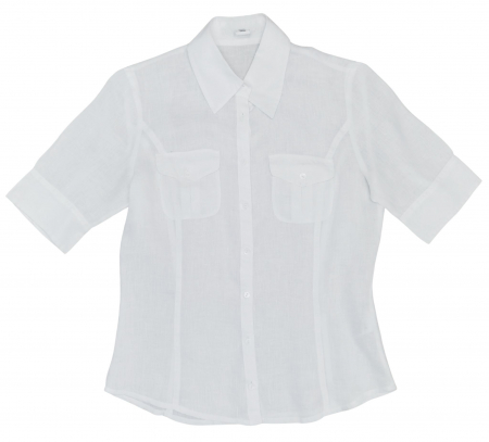 Camasa cu maneca scurta Femei - Camasa alba din in Femei-XS