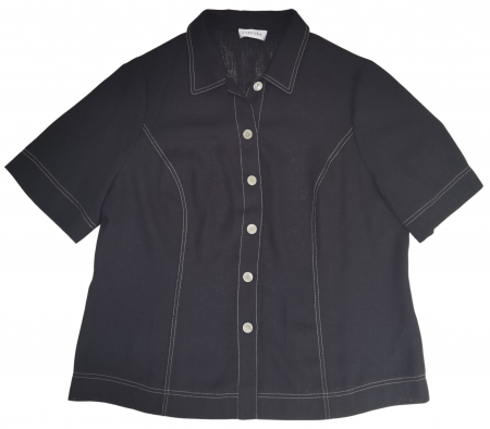 Camasa cu maneca scurta Femei - Camasa neagra vintage Femei-XL