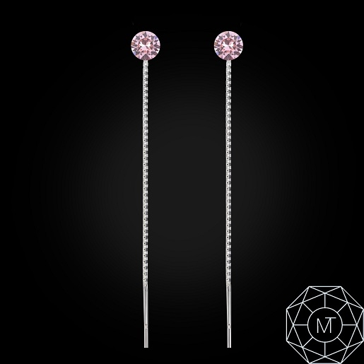 Cercei argint lanț 6 Rosa [3]