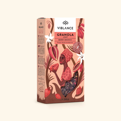 Fără gluten - Granola Light Crocant Căpșuni și Cacao Fără Gluten, 300g | Viblance