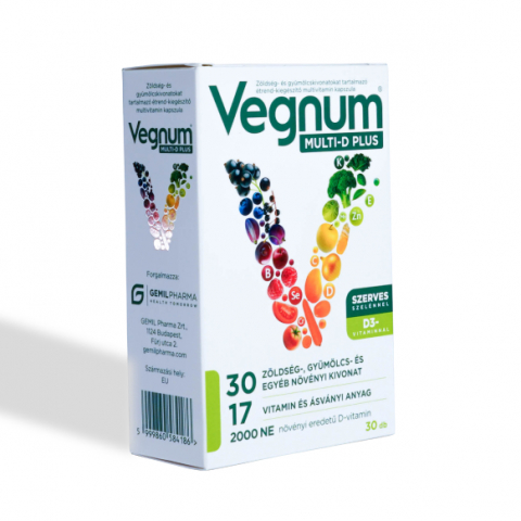 Vitamine și minerale - Vegnum Multi-D Plus - Multivitamine și Minerale cu Extracte Organice și D3 Vegan