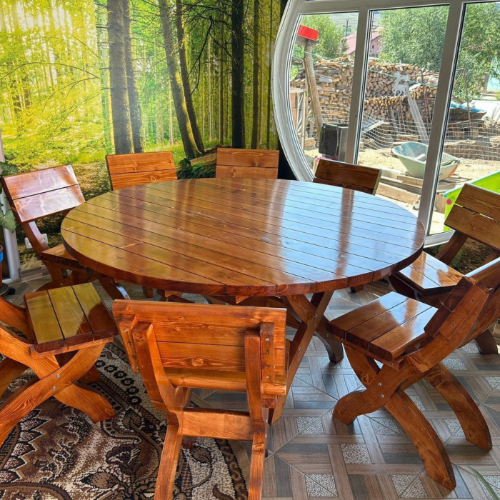 masa de terasa rotunda din lemn [5]