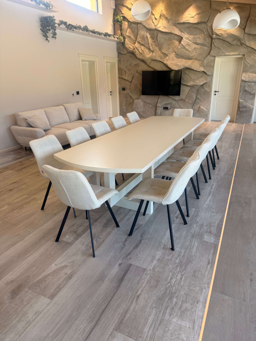 Set dining 3,5m din lemn masiv stratificat cu 12 scaune tapițate [2]