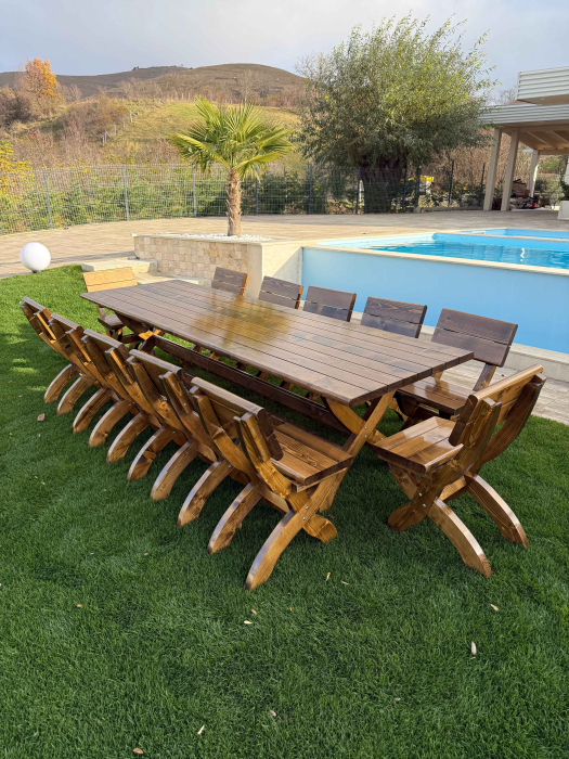Set terasă lemn masiv cu masă 3 metri și 12 scaune MogaMob [2]