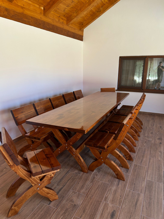 Set terasă lemn masiv cu masă 3 metri și 12 scaune MogaMob [2]