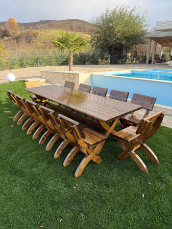 Set terasă lemn masiv cu masă 3 metri și 12 scaune MogaMob [1]