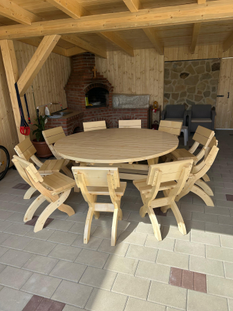 Seturi de mese - Set terasa masa rotunda diametru 1,8m (masa+10 scaune)