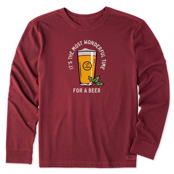 Tricou subtire pentru barbati, cu maneca lunga, rosu pahar bere S [1]