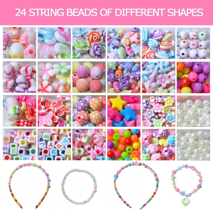 Artizanat cu margele colorate din plastic 5-12 mm, 650 piese, pentru a crea siruri nostime [5]