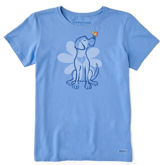 Tricou subtire pentru femei, cu maneca scurta, albastru deschis caine L [1]