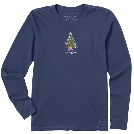 Tricou subtire pentru femei, cu maneca lunga, albastru inchis cu brad S [1]