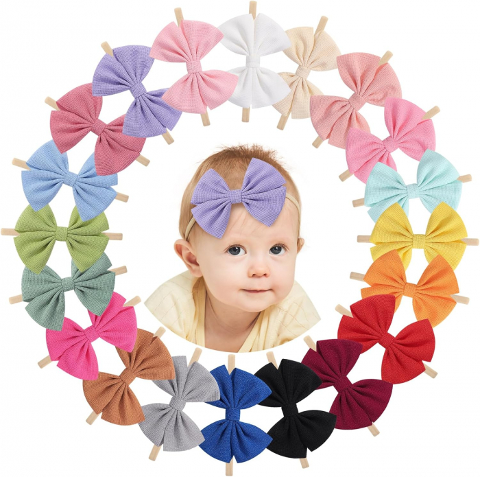Bentite elestice cu fundite de par pentru fetite, multicolor, set 20 bucati [1]