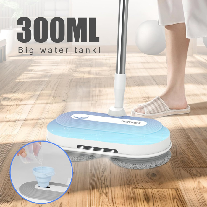 Mop Electric Fără Fir DEWINNER, 150 RPM, Rezervor 300 ml, Acumulator 2 Ah, LED [4]
