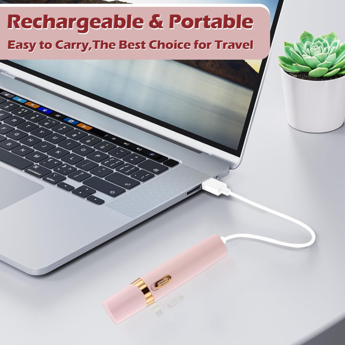 Aparat de îndepărtare a părului, epilator facial, Shavers Lady, Roz, reincarcabil [7]