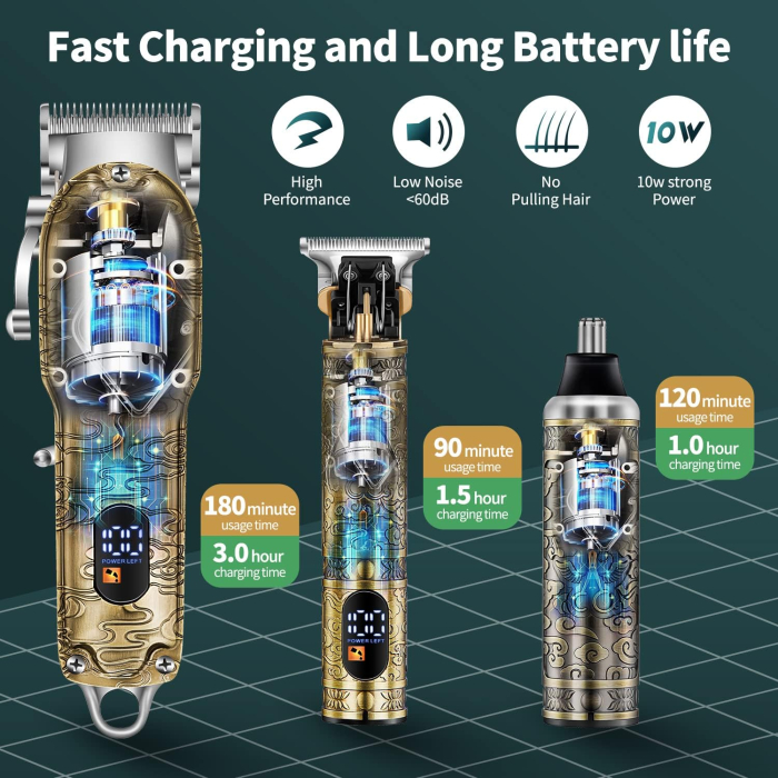 Set de scule reincarcabile de tuns si barbierit profesinal complet [6]