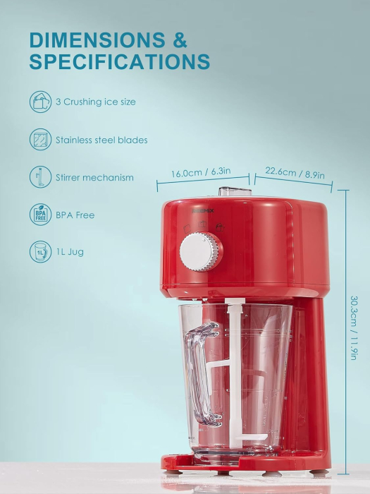 Aparat Electric Gheață Reemix, 3 Moduri, Lame Inox, pentru Slush și Gheață Mărunțită [4]
