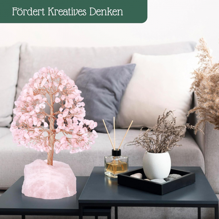 Arborele Bonsai de Cristal, Culoare Trandafir, Bonsai Feng Shui Fabricat din Cupru Metal 16cm x 9cm [2]