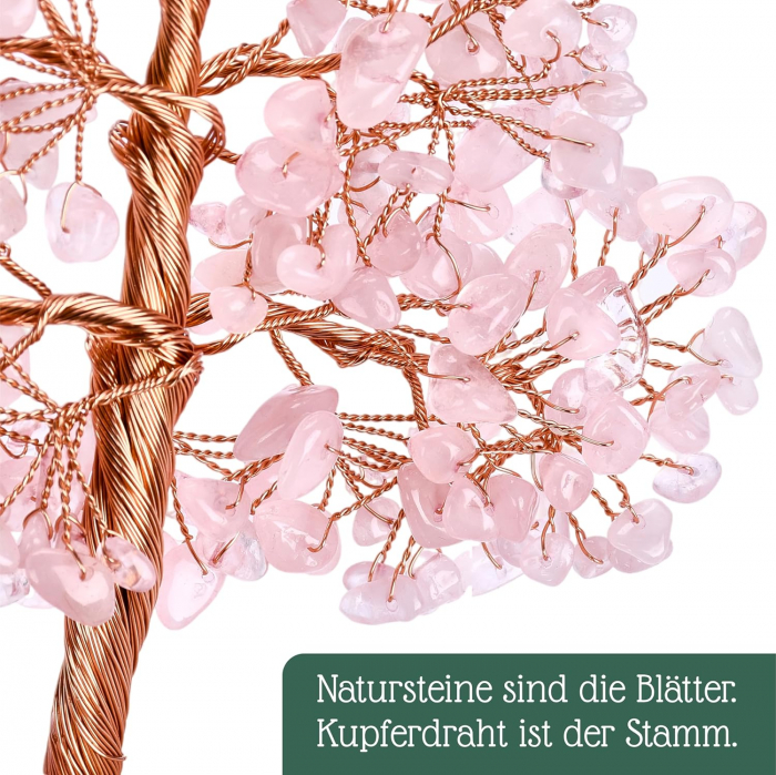 Arborele Bonsai de Cristal, Culoare Trandafir, Bonsai Feng Shui Fabricat din Cupru Metal 16cm x 9cm [4]