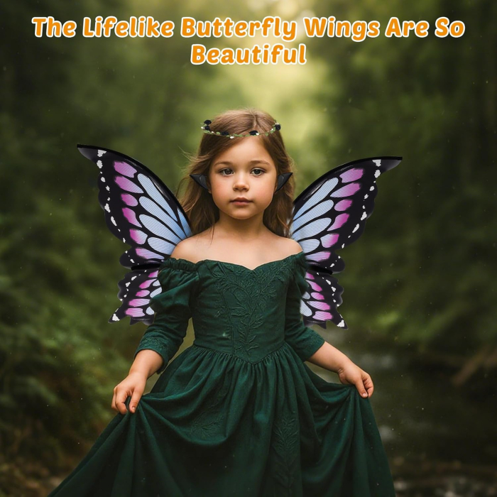 Aripi de zana pentru copii cu urechi de elf și baghete magice - Albastre 43x1x82 cm; 70 g [3]