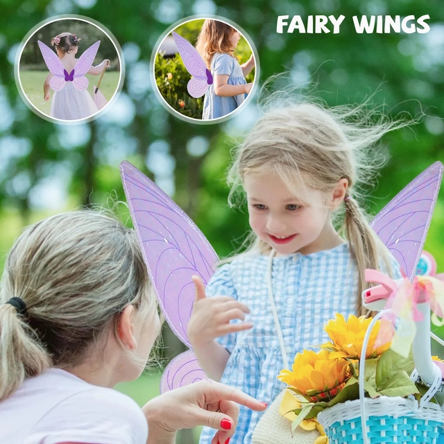 Aripi de zana Violet pentru petrecere, cu bagheta si urechi de elf [5]