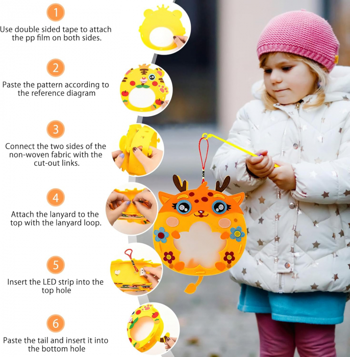 Set 3 Felinare DIY pentru Copii, LED, Pâslă, Unicorn, Iepuraș și Căprioară [3]
