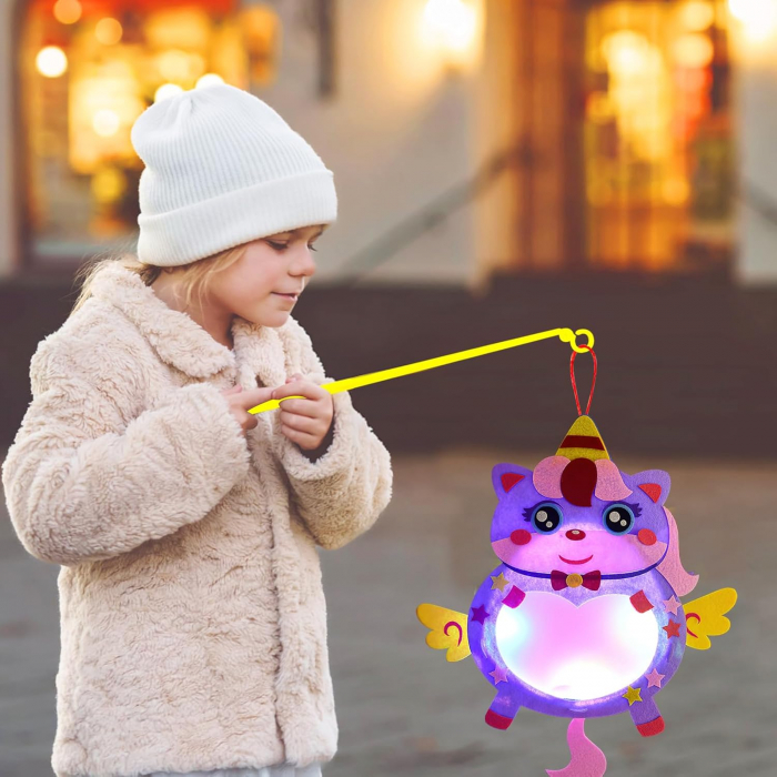 Set 3 Felinare DIY pentru Copii, LED, Pâslă, Unicorn, Iepuraș și Căprioară [5]