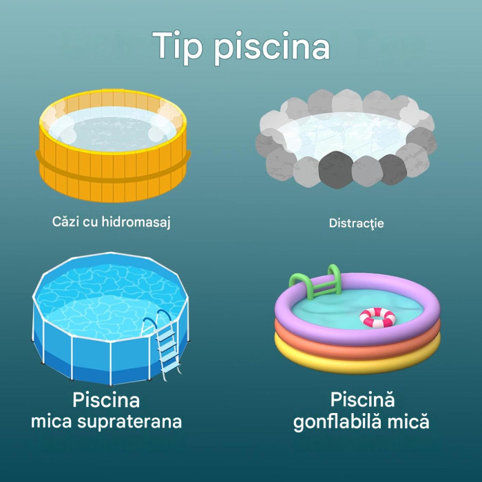 Aspirator de piscină fără fir, reîncărcabil, baterie Li-Ion, 3 capete de curățare, autonomie până la 90 minute [4]
