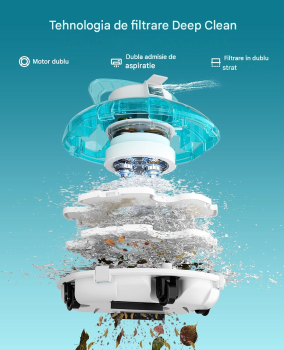 Robot Curățare Piscină Fără Fir, Autonomie 80 min, Filtrare Dublă 180 μm, Încărcare 3-4 h [3]
