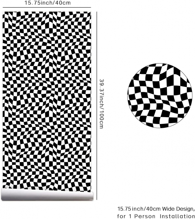 Autocolant perete de 40 x 100 cm, grosime 1 mm, abstract romburi alb/negru [4]