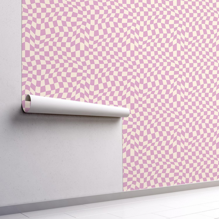 Autocolant perete de 40 x 100 cm, grosime 1 mm, abstract romburi alb/roz [5]