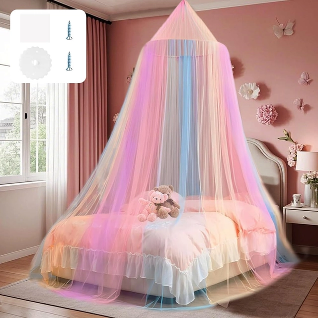 Baldachin multicolor pentru dormitor sau camera de joaca a fetelor 27x27x107inci [2]