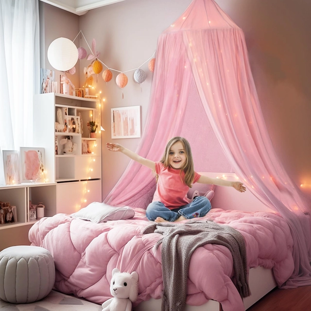 Baldachin pentru dormitor sau camera de joaca a fetelor 56 x 230 x 450 cm roz [2]