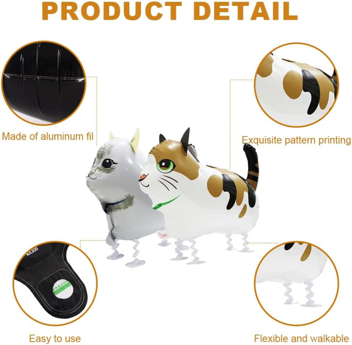 Baloane colorate din folie cu pisici care merg, set 4 bucati 40-60 cm [3]