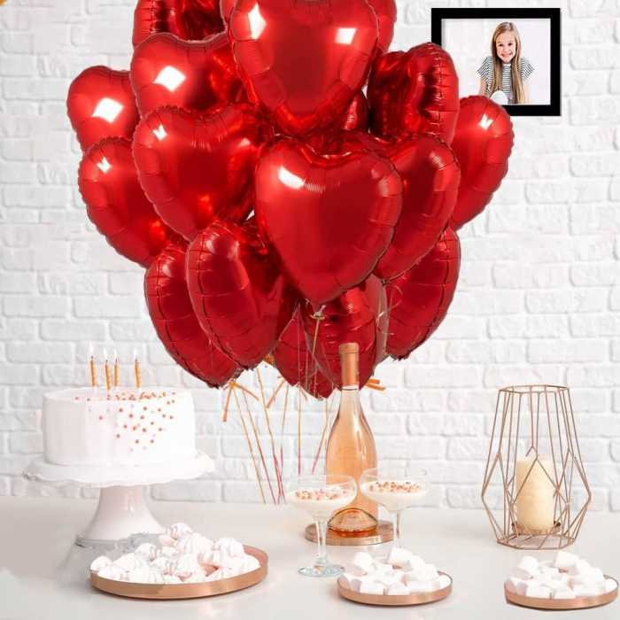 Baloane din folie in forma de inima, 46 cm, ROSU, set 25 bucati [8]
