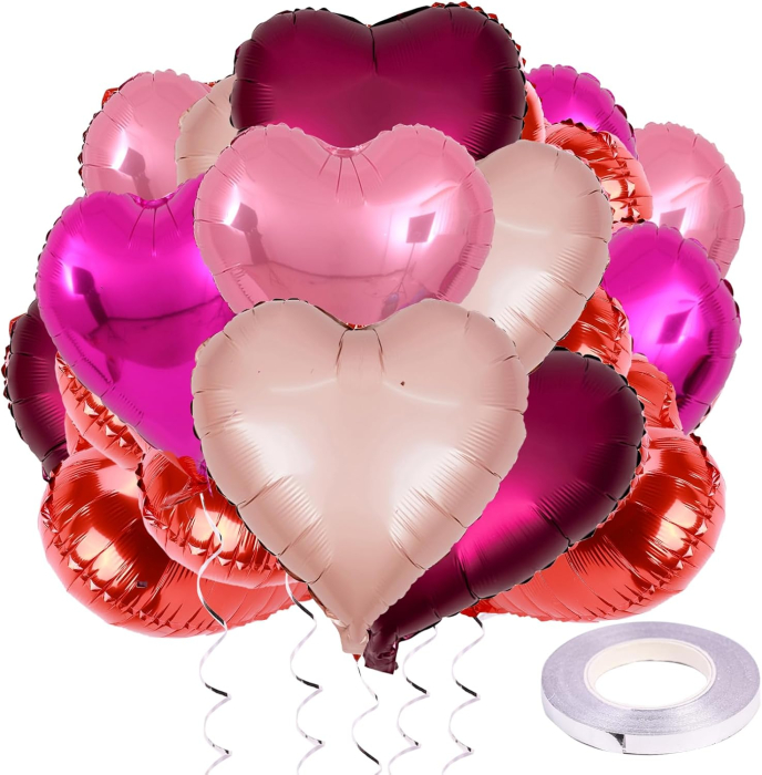 Baloane din folie in forma de inima, 45x45x5 cm, multicolore, set 25 bucati [2]
