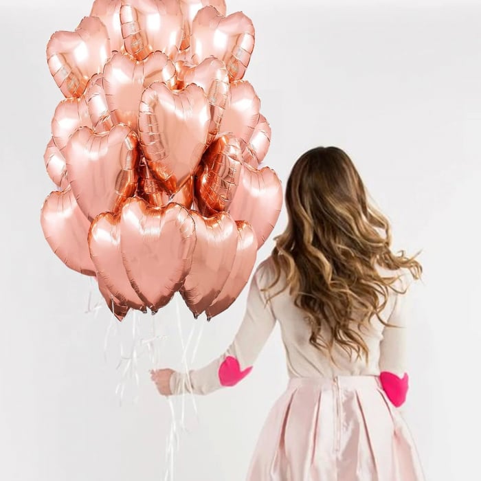 Baloane din folie in forma de inima, 46 cm, ROZ, set 25 bucati [4]