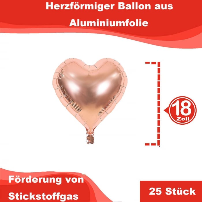 Baloane din folie in forma de inima, 46 cm, ROZ, set 25 bucati [2]