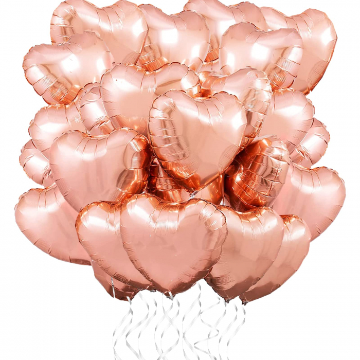 Baloane din folie in forma de inima, 46 cm, ROZ, set 25 bucati [1]
