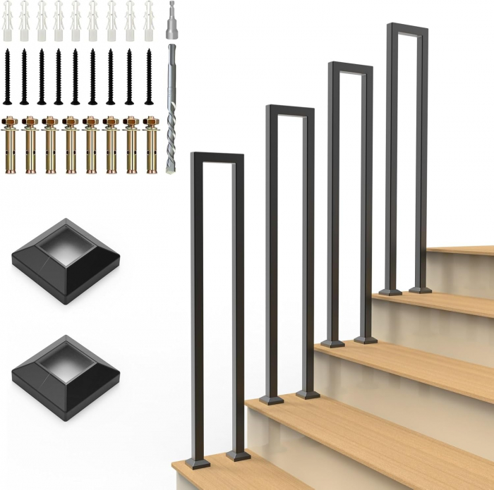 Balustrada din otel inoxidabil 95cm, in forma de "U", vopsite negru, cu set de instalare-pret pe bucata [2]
