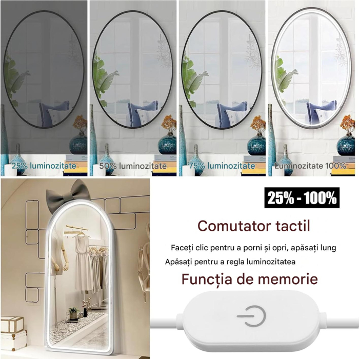 Kit de Lumină reglabila pentru Oglindă 2835 LED-uri, 6000K Alb Rece, 3.36 ML [2]