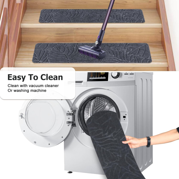 Mocheta antiderapantă pentru scări autocolantă din poliester 70x20 cm– Gri 15 buc [4]