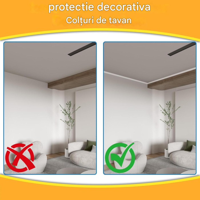 Bordură decorativă autoadezivă triunghiulară pentru margini plăci/ pereți – 3m (20×27mm) [8]