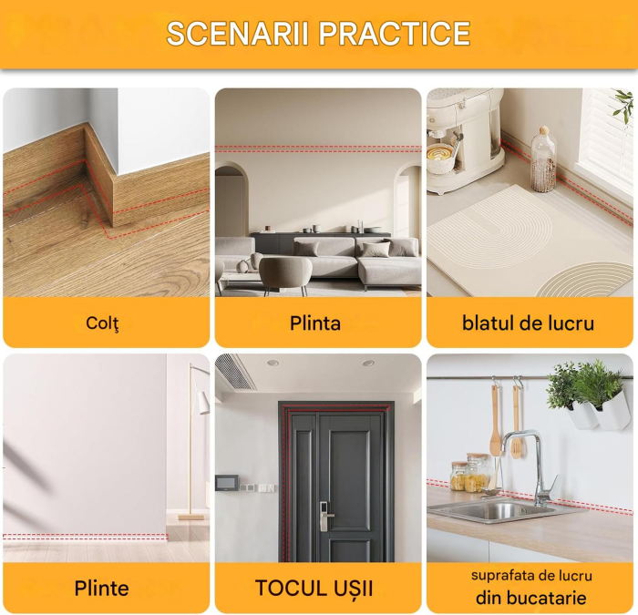 Bordură decorativă autoadezivă triunghiulară pentru margini plăci/ pereți – 3m (20×27mm) [5]