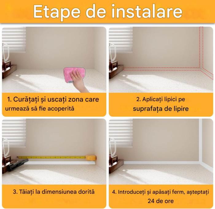 Bordură decorativă autoadezivă triunghiulară pentru margini plăci/ pereți – 3m (20×27mm) [7]