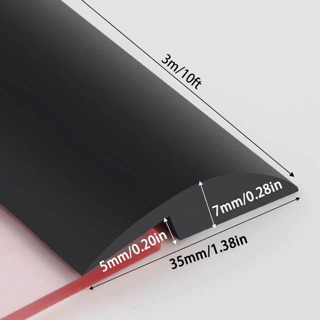 Banda tranzitie intre gresie, parchet, covor, diferenta nivel 5 mm, 35mmx3 m neagra [3]