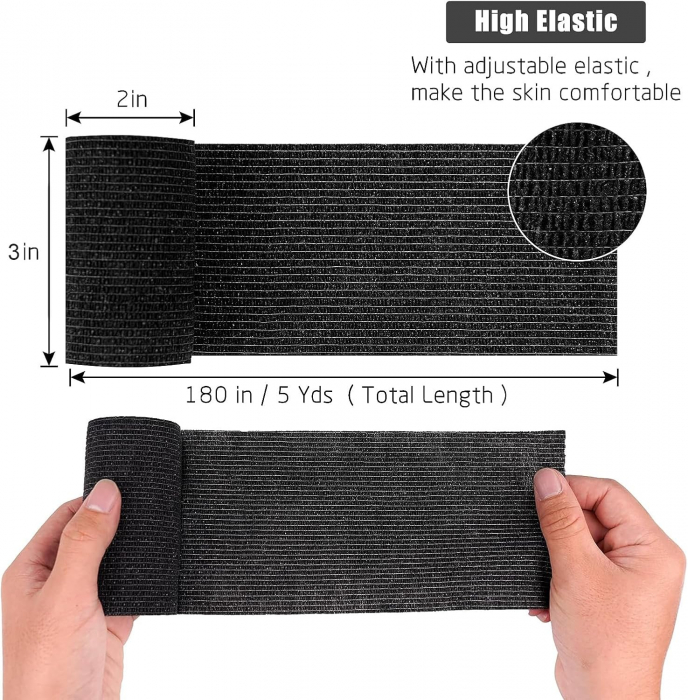 Bandaj autoadeziv elastic pentru prim ajutor sau autobandajare, 8 role de 7.5cmx4.5m, ALBASTRA [2]