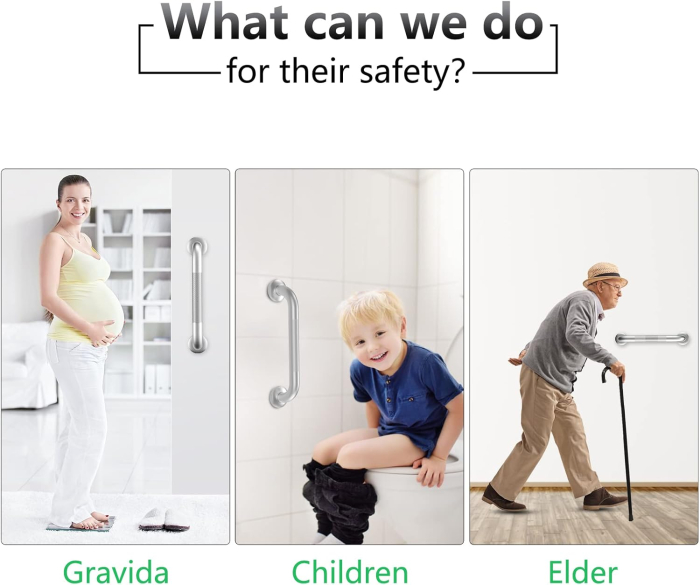 Bari ajutatoare pentru baie, otel inoxidabil, maner antialunecare, 40 cm, 2 bucati [7]