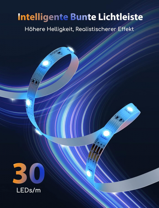 Benzi LED 15m 3x5m WiFi Smart LED Lumini RGBW Lumină caldă, control cu ​​aplicație și telecomandă IR, bandă LED inteligentă compatibilă cu Alexa, Google Assistant [2]