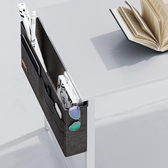 Birou de jocuri metal si MDF cu geanta depozitare si carlig, 100x48x73.5cm Alb [8]