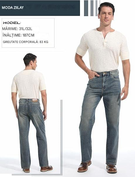 Blugi albastri largi pentru barbati, 4 buzunare, W32, L30 [5]